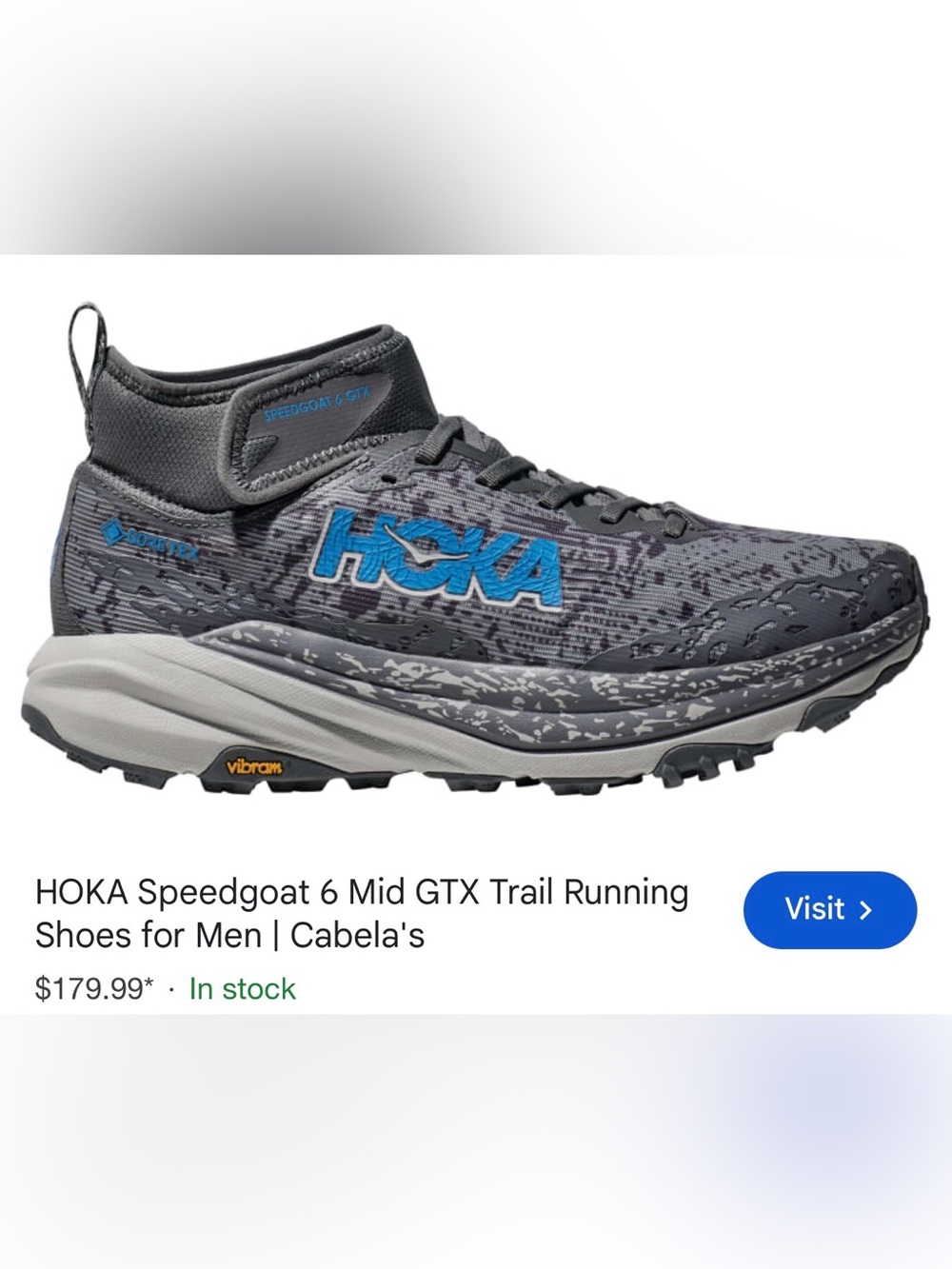 Hoka Speedgoat 6 Mid GTX in Grey and Blue